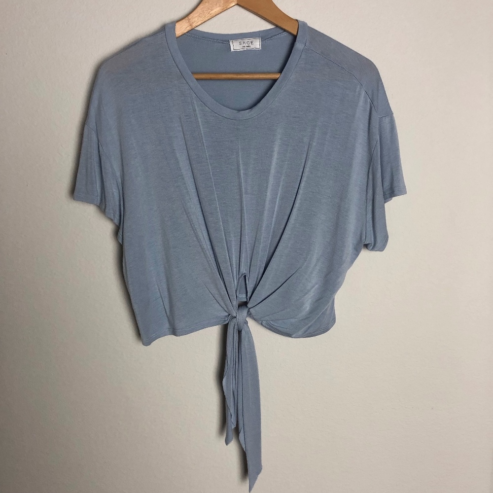 Sage Crop Tie Top